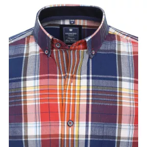 Chemise manche courte carreaux bleu, rouge et orange de 2XL à 6XL-2XL