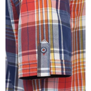 Chemise manche courte carreaux bleu, rouge et orange de 2XL à 6XL-2XL