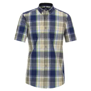 Chemise manche courte carreaux bleu vert beige de 2XL à 6XL