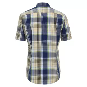 Chemise manche courte carreaux bleu vert beige de 2XL à 6XL-6XL