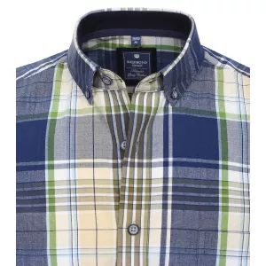 Chemise manche courte carreaux bleu vert beige de 2XL à 6XL-5XL