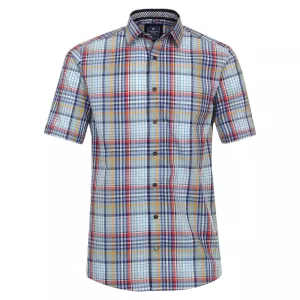 Chemise manche courte petits carreaux bleu rouge jaune de 2XL à 4XL