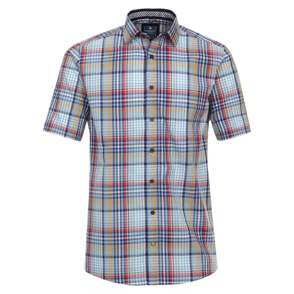 Chemise manche courte petits carreaux bleu rouge jaune de 2XL à 4XL-6XL