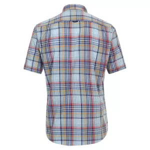 Chemise manche courte petits carreaux bleu rouge jaune de 2XL à 4XL-5XL