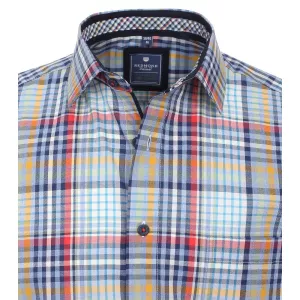 Chemise manche courte petits carreaux bleu rouge jaune de 2XL à 4XL-5XL