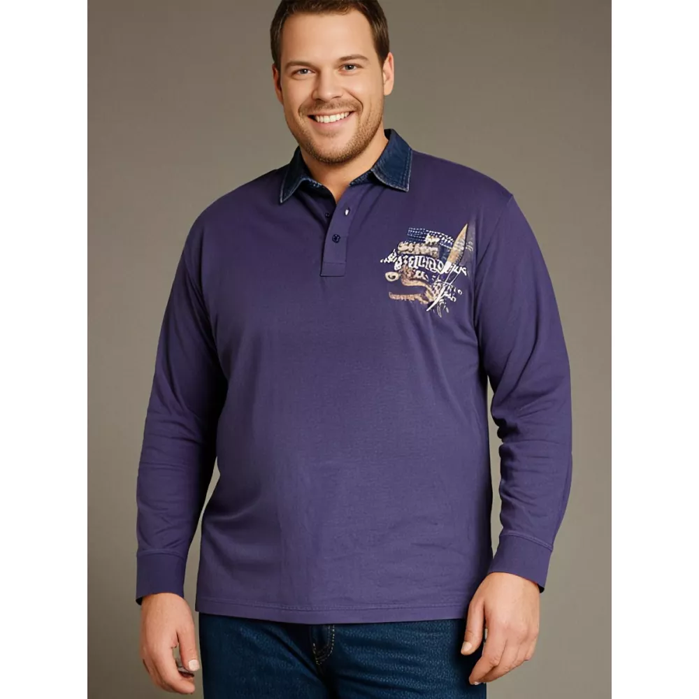 Polo jersey manche courte bleu de 3XL à 10XL-5XL