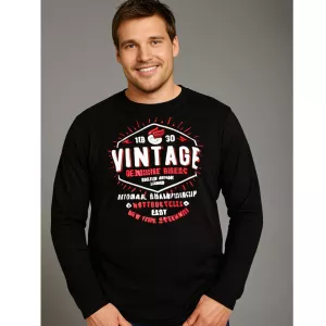 T-shirt jersey vintage noir rétro