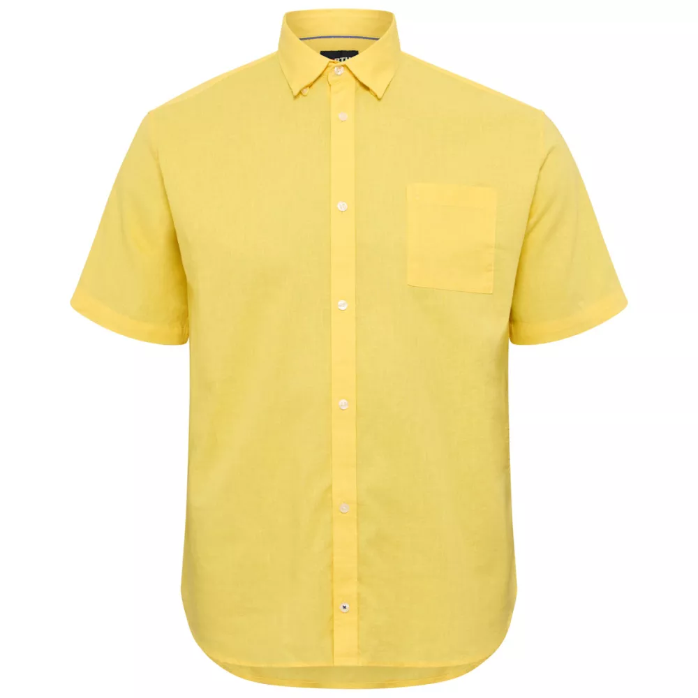 Chemise Jaune clair manche courte en coton lin-8XL