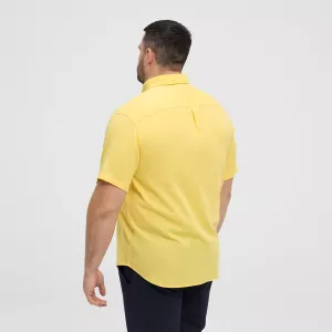 Chemise Jaune clair manche courte en coton lin-3XL