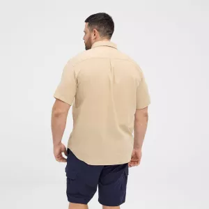 Chemise sable clair manche courte en coton lin-6XL