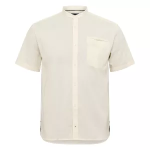 Chemise col mao manche courte en coton lin blanc-cassé de 3XL à 8XL