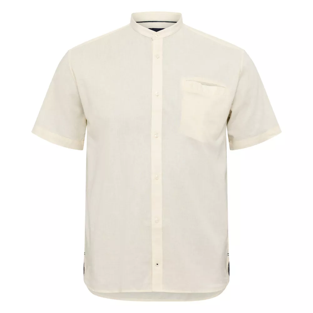 Chemise col mao manche courte en coton lin blanc-cassé de 3XL à 8XL-4XL