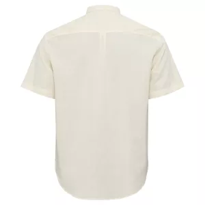 Chemise col mao manche courte en coton lin blanc-cassé de 3XL à 8XL-4XL