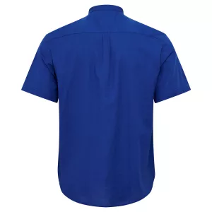 Chemise col mao manche courte en coton lin bleu cobalt de 3XL à 8XL-5XL