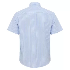 Chemise manche courte en coton lin bleu clair lignée de 3XL à 8XL-4XL