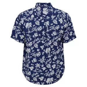 Chemise manche courte imprimé palmiers bleue-5XL