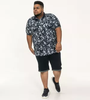 Polo hawaïen bleu manche courte 3XL à 6XL - WOOLWICH-4XL