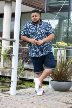 Polo hawaïen bleu manche courte 3XL à 6XL - WOOLWICH-4XL