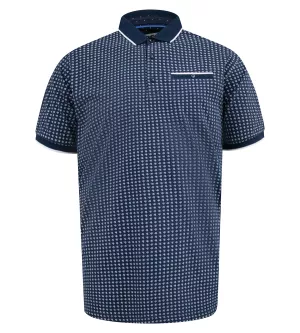 Polo bleu marine col en jacquard manche courte - COVENTRY