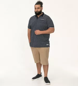 Polo bleu marine col en jacquard manche courte 3XL à 10XL - COVENTRY-4XL