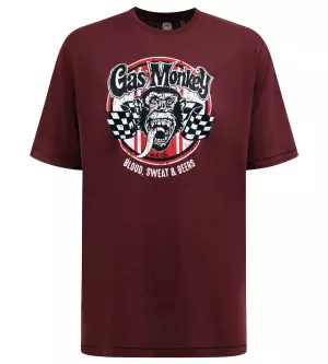T-shirt Mélange de bordeaux manche courte 3XL à 6XL - Gas Monkey Garage