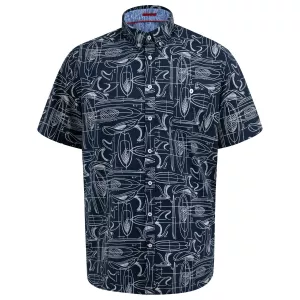 Chemise motif imprimé bleu marine manche courte de 3XL à 8XL