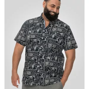 Chemise motif imprimé bleu marine manche courte de 3XL à 8XL-5XL