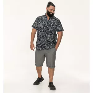 Chemise motif imprimé bleu marine manche courte de 3XL à 8XL-5XL