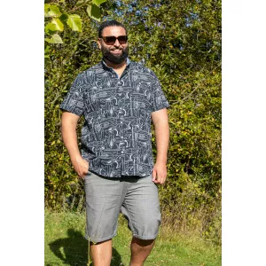 Chemise motif imprimé bleu marine manche courte de 3XL à 8XL-8XL