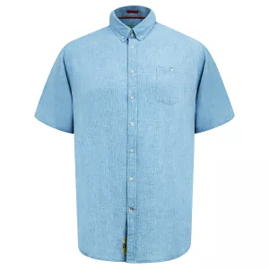 Chemise lin coton bleu clair manche courte de 3XL à 8XL