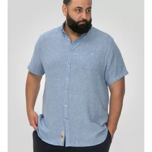 Chemise lin coton bleu clair manche courte de 3XL à 8XL-7XL