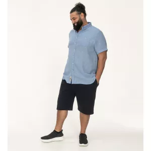 Chemise lin coton bleu clair manche courte de 3XL à 8XL-7XL