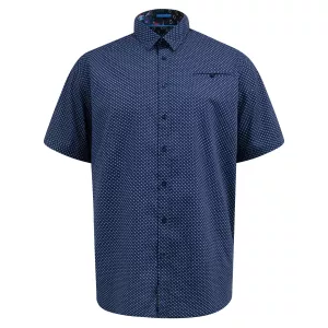 Chemise petit motif bleu marine manche courte de 3XL à 8XL