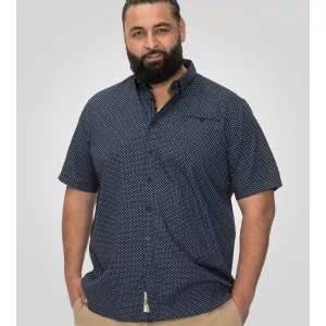 Chemise petit motif bleu marine manche courte de 3XL à 8XL-5XL