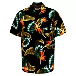 Chemise hawaïenne noire manche courte