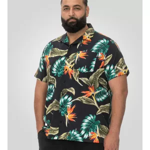 Chemise hawaïenne noire manche courte-4XL