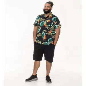 Chemise hawaïenne noire manche courte-4XL