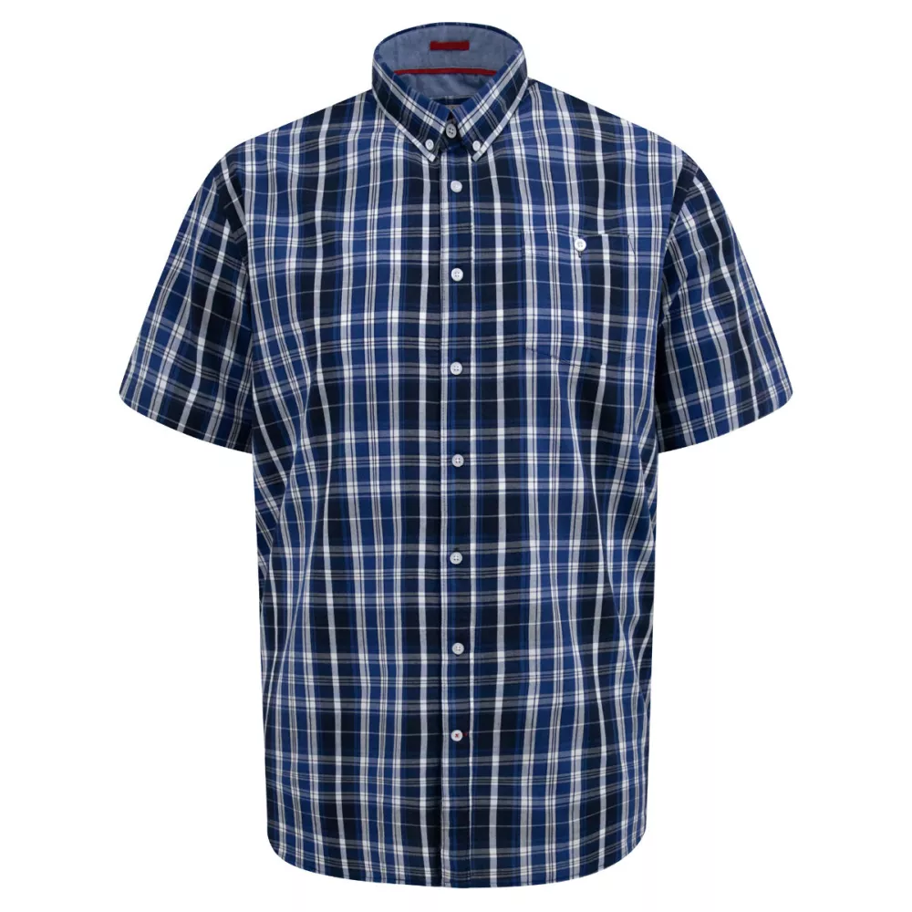 Chemise carreaux blanc bleu manche courte de 3XL à 8XL-4XL