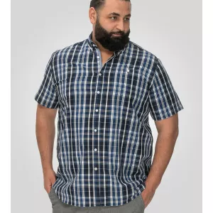 Chemise carreaux blanc bleu manche courte de 3XL à 8XL-7XL