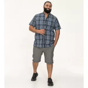 Chemise carreaux blanc bleu manche courte de 3XL à 8XL-5XL