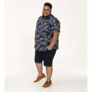 Chemise hawaïenne bleu marine manche courte de 3XL à 6XL-6XL