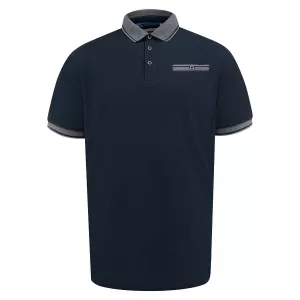 Polo bleu marine col en jacquard manche courte 3XL à 8XL - ILKESTON