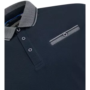 Polo bleu marine col en jacquard manche courte 3XL à 8XL - ILKESTON-4XL