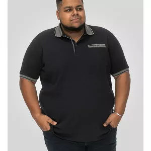 Polo bleu marine col en jacquard manche courte 3XL à 8XL - ILKESTON-6XL