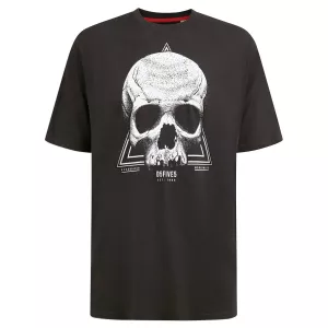 T-shirt noir délavé manche courte 3XL à 10XL - tête de mort