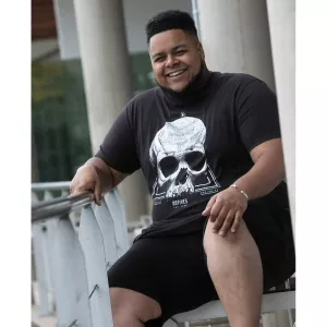 T-shirt noir délavé manche courte 3XL à 10XL - tête de mort-7XL