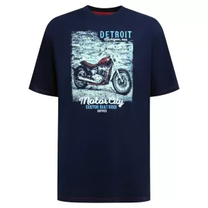 T-shirt bleu marine manche courte 3XL à 10XL - moto Detroit