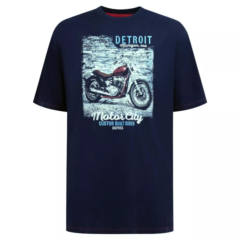 T-shirt bleu marine manche courte 3XL à 10XL - moto Detroit-3XL