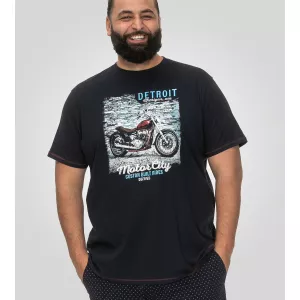 T-shirt bleu marine manche courte 3XL à 10XL - moto Detroit-4XL