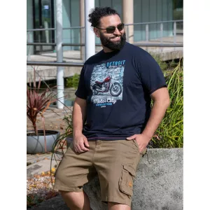 T-shirt bleu marine manche courte 3XL à 10XL - moto Detroit-3XL